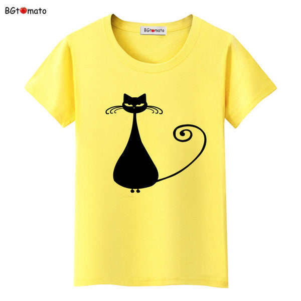 BGtomato Hot sale summer naughty black cat 3D T-shirt women lovely cartoon shirts Good quality original brand tees casual tops