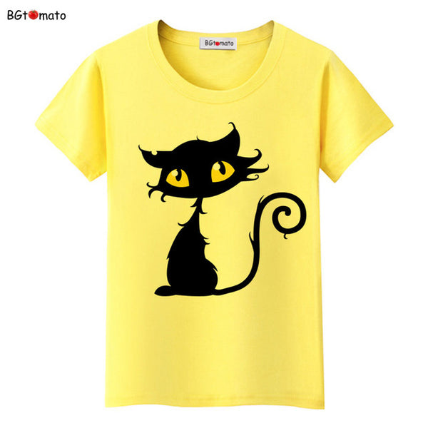 BGtomato Hot sale summer naughty black cat 3D T-shirt women lovely cartoon shirts Good quality original brand tees casual tops