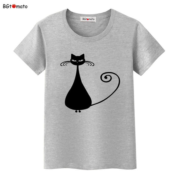 BGtomato Hot sale summer naughty black cat 3D T-shirt women lovely cartoon shirts Good quality original brand tees casual tops