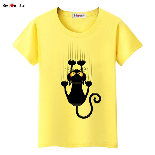 BGtomato Hot sale summer naughty black cat 3D T-shirt women lovely cartoon shirts Good quality original brand tees casual tops