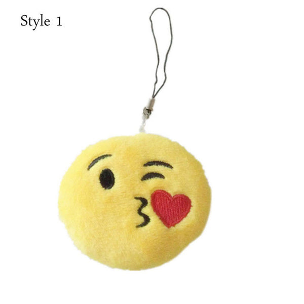 Cute Emoji Emotion Soft Stuffed Plush Yellow Toy Keyring Fob Cushions bag decoration bag accessories