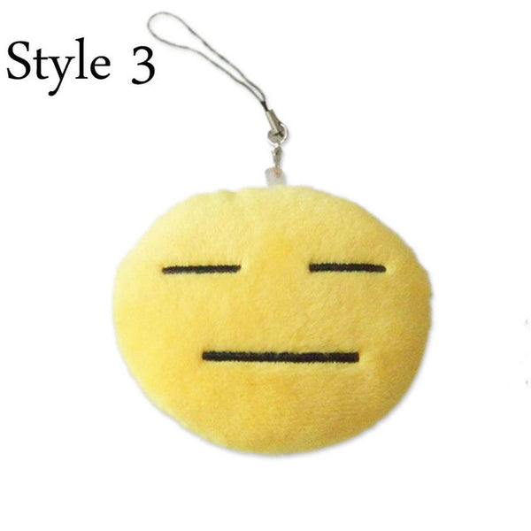Cute Emoji Emotion Soft Stuffed Plush Yellow Toy Keyring Fob Cushions bag decoration bag accessories