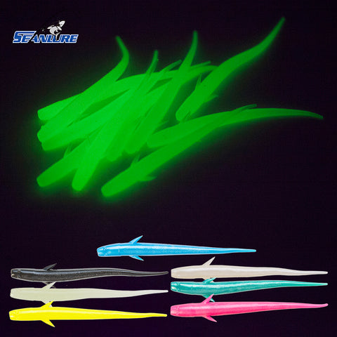 Seanlure 10pcs/Pack 7cm 1g 10cm 3g Mudfish Jelly Worm Soft Plastic Artificial Lure Isca Pesca Grub Lure 7 Colors glow Optional