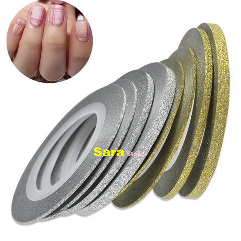 1Rolls Popular Laser Gold Silver 1mm 2mm 3mm Nail Striping Tape Line For Nails Decorations DTY Nail Decal Tools SANC275