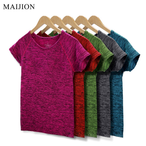 MAIJION 5 Colors Women Yoga Shirt for Fitness Running Sports T Shirt ,Gym Quick Dry Sweat Breathable Exercises Short Sleeve Tops