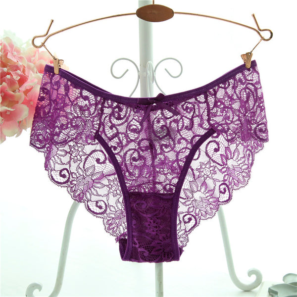 New Fashion Summer Women's Panties Transparent Underwear Women Lace Soft Briefs Sexy Lingerie Mid Waist