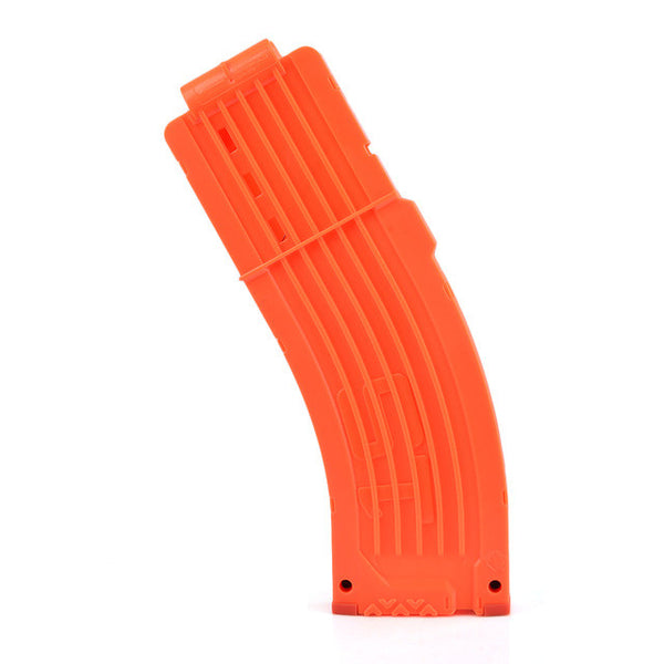 AK Model Curve Soft Bullet Clips For Nerf Toy Gun 15 Bullets Ammo Cartridge Dart For Nerf Gun Clips - Transparent + Orange