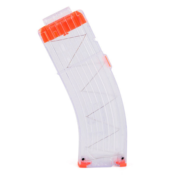 AK Model Curve Soft Bullet Clips For Nerf Toy Gun 15 Bullets Ammo Cartridge Dart For Nerf Gun Clips - Transparent + Orange