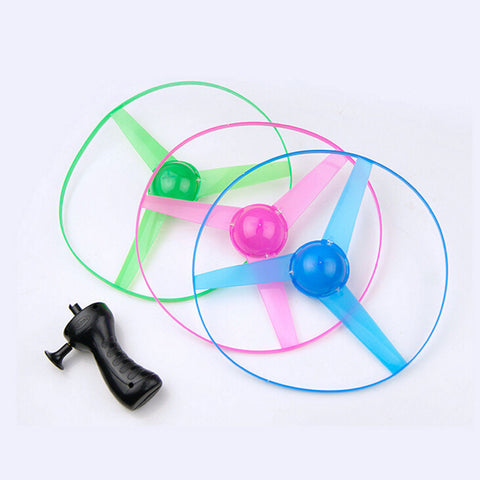 Random color 1PCS Colorful Funny Pull String LED Light Up Frisbee Flying Saucer Disc Kids Toy Gift