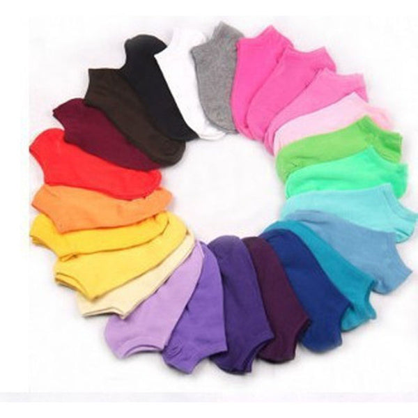 10Pair Women's Socks Short Candy Color Dot Cute Art Socks Female Thin Ankle Cotton Blends Socks Low Cut Sock Chaussettes Femmes