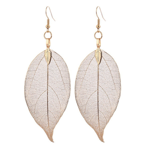 LOVBEAFAS 2017 Fashion Brincos Bohemian Long Earrings Unique Natural Real Leaf Big Earrings For Women Fine Jewelry Gift