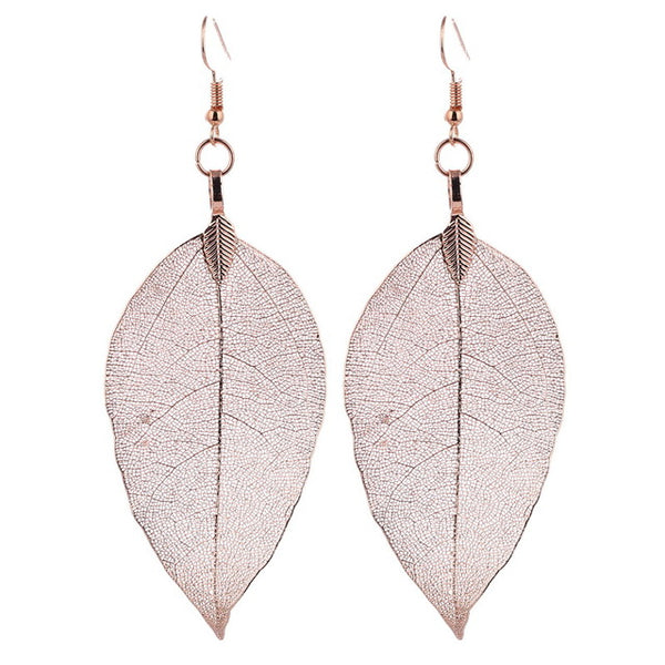 LOVBEAFAS 2017 Fashion Brincos Bohemian Long Earrings Unique Natural Real Leaf Big Earrings For Women Fine Jewelry Gift