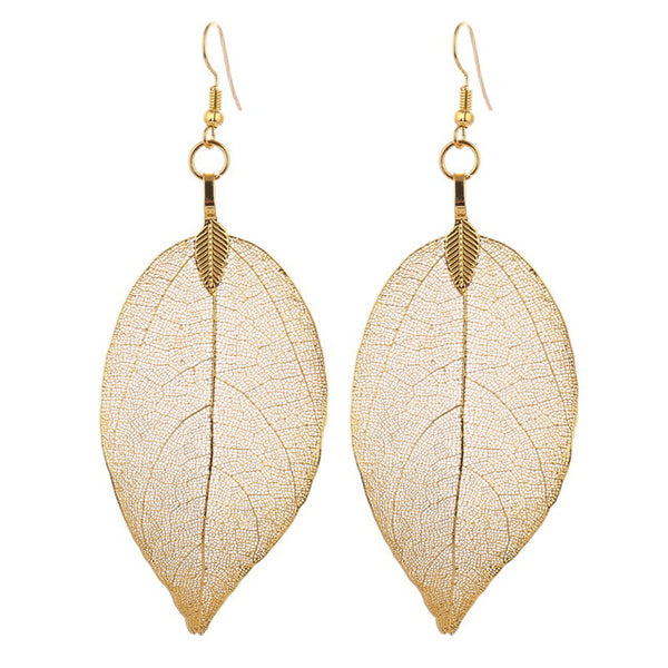 LOVBEAFAS 2017 Fashion Brincos Bohemian Long Earrings Unique Natural Real Leaf Big Earrings For Women Fine Jewelry Gift