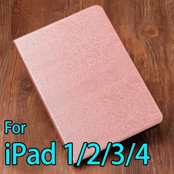 Buy one get one screen film for iPad air2 1 case smart cover for iPad 4 2 3 Fashion PU Wood Grain Leather 2017 free shipping AKR