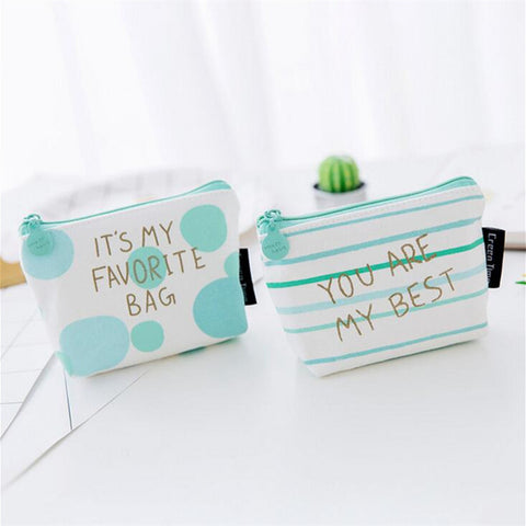 M128 2017 Cute Canvas Women Purses Cartoon Green Fresh Geometric Pattern High Performance Price Ratio Coin Wallet  Card Bag