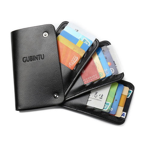 Unisex Slim ID Credit Card Holder PU Leather Business Name Credit ID Card Holder Pocket Case Rotatable Wallet For Men Women