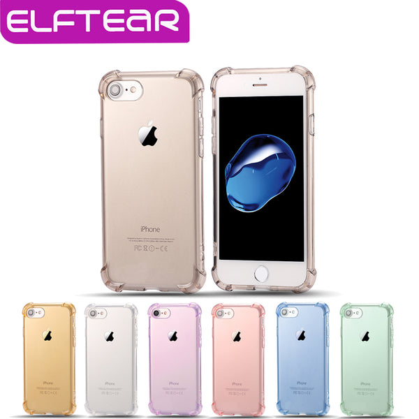 ELFTEAR Crystal Clear Slim Transparent Cover For iPhone 7 7 Plus For iPhone 6 6S Plus  5 5S Soft TPU Phone Back Case Fundas Capa