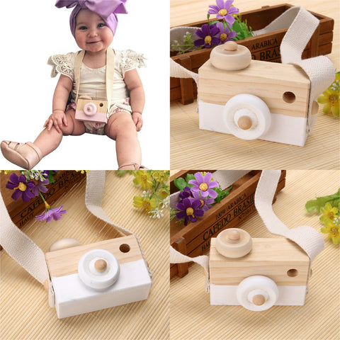 Mini Wooden Toy Camera Kids Neck Hanging Camera Photography Prop Decoration Accessory Children Playing House Role Play Toy Cam