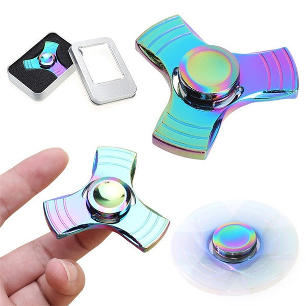 Colorful Tri-Spinner Fidget Toy Creative EDC Finger Spinner Focus Toy for Autism ADHD Anti Stress Hand Spinner Fidget Cube Toy