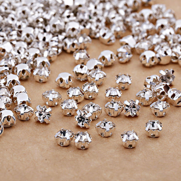 Free shipping 200pcs/pack 4mm crystal glass sew on rhinestones with silvery claw,DIY Clothing  Accessories