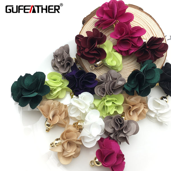 GUFEATHER/jewelry accessories/jewelry findings/jewelry making/Flower/Flowers pendant tassels/earrings accessories 10pcs/bag