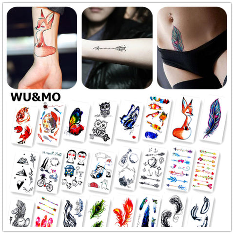 Colorful Butterfly Fox Feather Body Art Sexy Harajuku Waterproof Temporary Tattoo For Man Woman Henna Fake Flash Tattoo Stickers