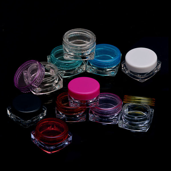 10 Pcs transparent small square bottle 3g Cosmetic Empty Jar Pot Eyeshadow Lip Balm Face Cream Sample Container