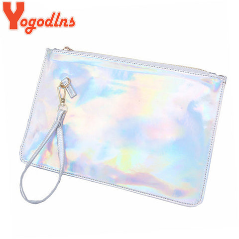 Yogodlns 2017 Laser women bags Designer clutch bag Fashion women messenger bags ladies Envelope Clutches handbag