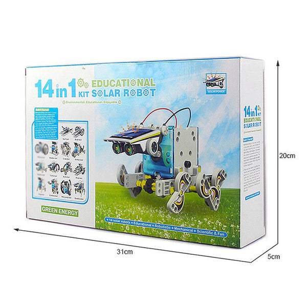 Solar Robot 14 in 1 Kit Educational Solar Power Robot DIY Toy Assembled puzzle Toys Car Boat Animal blocks Kid gift for children