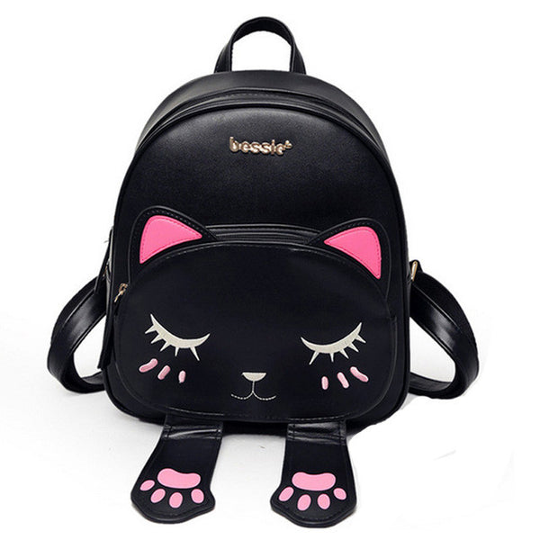 Cat bag Students Pu backpack for teenagers girls Back Pack School Backpacks Funny Preppy Leather Shoulder Travel bag 2017 XA531B