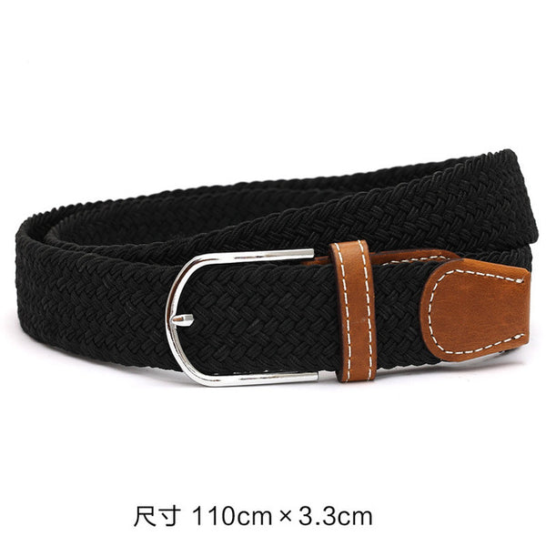 110cm Men fashion Canvas blets for Women Plain Webbing Metal Buckle Woven belt female Stretch Elasticity belts and strap D002