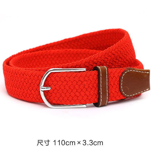 110cm Men fashion Canvas blets for Women Plain Webbing Metal Buckle Woven belt female Stretch Elasticity belts and strap D002