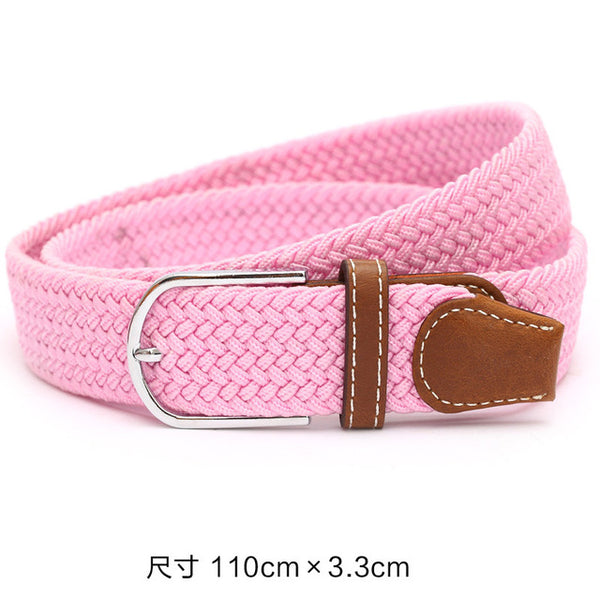 110cm Men fashion Canvas blets for Women Plain Webbing Metal Buckle Woven belt female Stretch Elasticity belts and strap D002