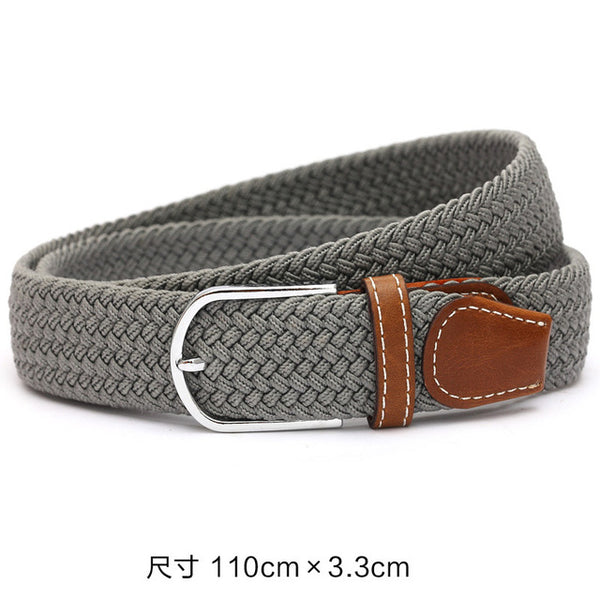 110cm Men fashion Canvas blets for Women Plain Webbing Metal Buckle Woven belt female Stretch Elasticity belts and strap D002