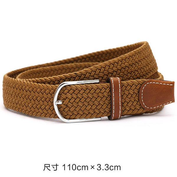 110cm Men fashion Canvas blets for Women Plain Webbing Metal Buckle Woven belt female Stretch Elasticity belts and strap D002