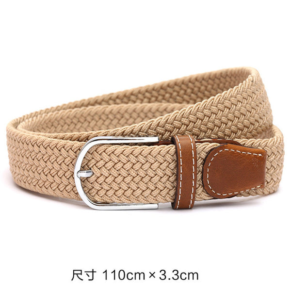 110cm Men fashion Canvas blets for Women Plain Webbing Metal Buckle Woven belt female Stretch Elasticity belts and strap D002