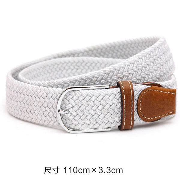 110cm Men fashion Canvas blets for Women Plain Webbing Metal Buckle Woven belt female Stretch Elasticity belts and strap D002