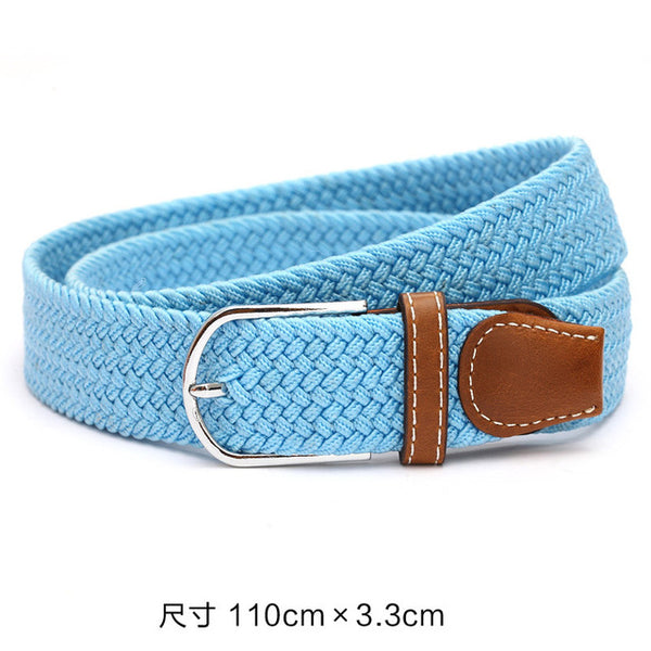 110cm Men fashion Canvas blets for Women Plain Webbing Metal Buckle Woven belt female Stretch Elasticity belts and strap D002