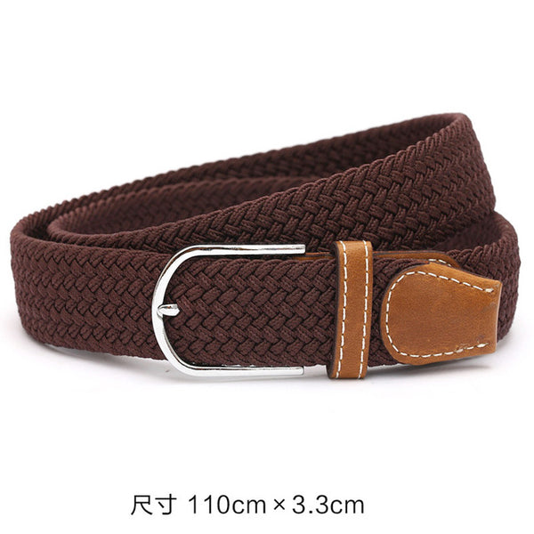 110cm Men fashion Canvas blets for Women Plain Webbing Metal Buckle Woven belt female Stretch Elasticity belts and strap D002