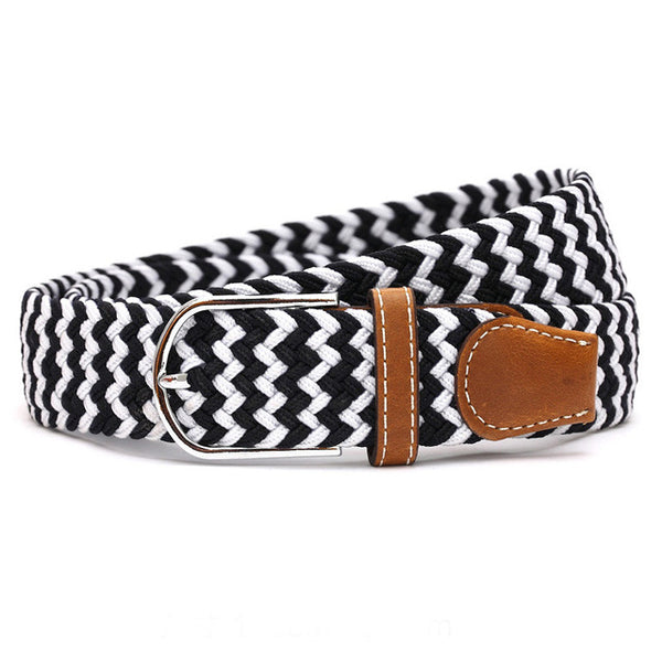 110cm Men fashion Canvas blets for Women Plain Webbing Metal Buckle Woven belt female Stretch Elasticity belts and strap D002