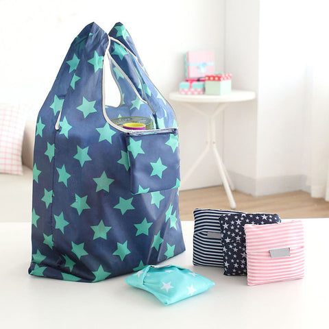 21 Style New Fashion Printing Foldable Green Shopping Bag Tote Folding Pouch Handbags Convenient Large-capacity Storage Bags