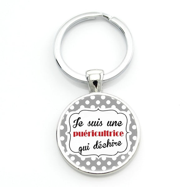 TAFREE merci maitresse key chain ring holder fashion silver color glass metal keychain for men women jewelry teachers gift CT278