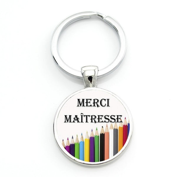 TAFREE merci maitresse key chain ring holder fashion silver color glass metal keychain for men women jewelry teachers gift CT278