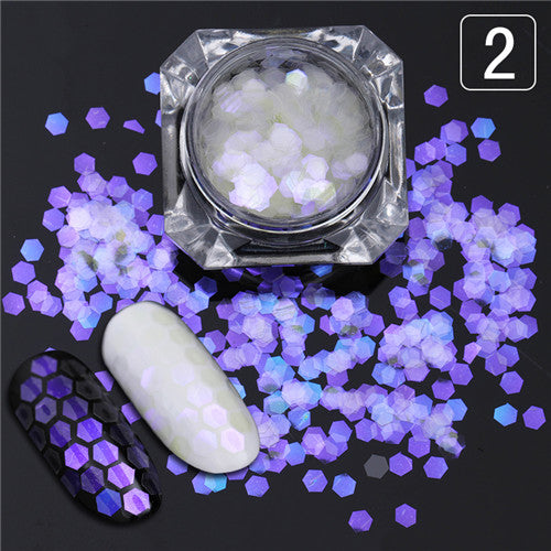 1 Box Hexagon Nail Glitter Sequins 3mm Colorful Paillette Tips Decor Manicure Nail Art Decorations