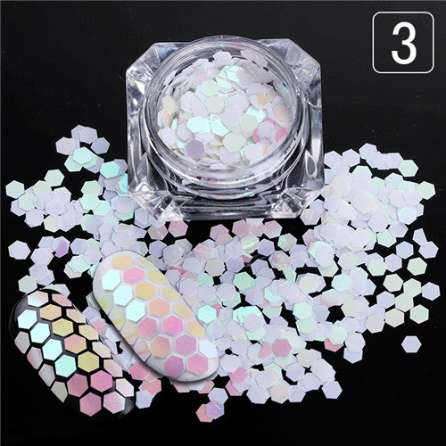 1 Box Hexagon Nail Glitter Sequins 3mm Colorful Paillette Tips Decor Manicure Nail Art Decorations