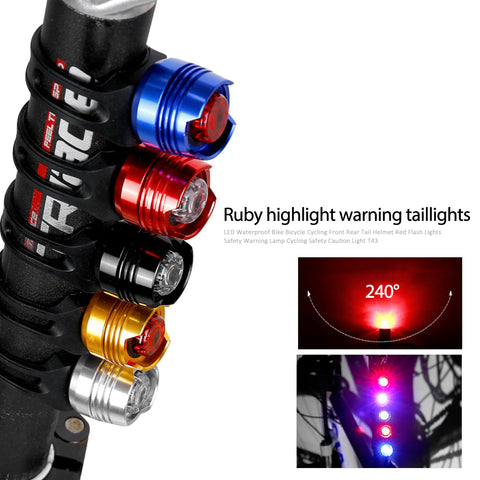 LED Waterproof Bike Bicycle Cycling Front Rear Tail Helmet Red Flash Lights Safety Warning Lamp Cycling Safety Caution Light T42