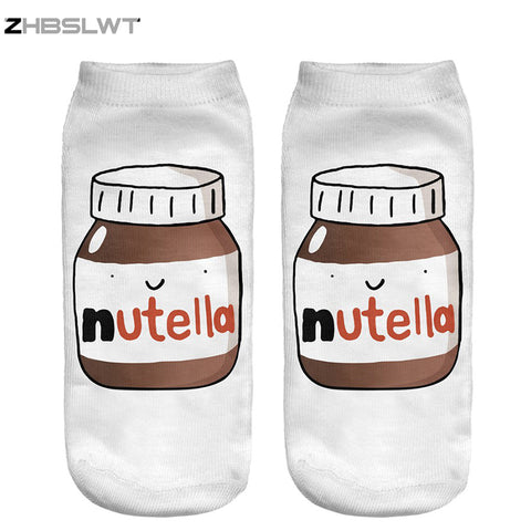 ZHBSLWT Fashion 3D Printed Women Socks White Peanut Butter Bottle Women Unisex Cute Low Cut Ankle Socks Casual