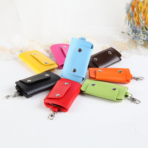 Hot Sale PU Leather Housekeeper Holders Car Keychain Key Holder Bag Case Wallet Cover
