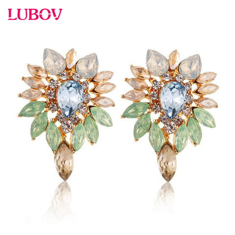 2016 New Fashion Beautiful 6 Colors Crystal Earrings Elegant Stud Earrings For Women gift Europe and America fast shipping