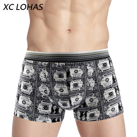 Best Sell Fashion Silk Underwear Men Lovely Cartoon Print Man Boxers Homme Comfortable Underpants Soft Breathable Male Panties